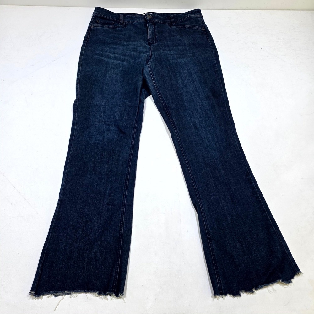 J. Jill Barely Boot Cut Jeans Womens 16 Tall Blue Smooth-Fit Raw Hem Denim